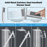 All Metal 10'' Rainfall Shower Head, Square Shower Head Combo, High Pressure Handheld