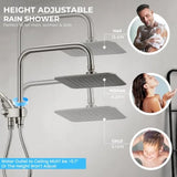 Dual Shower Head Combo 8'' High Pressure Rain Shower Head with Handheld Spray 6+1 Spray Settings Handheld