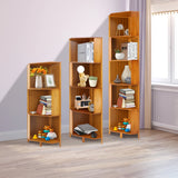 Corner Bamboo Bookcase,3/4/5 Tiers Brown A-Shaped Freestanding Display Bookshelf