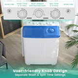 Portable washing machine for apartment/RV/dorm use, plastic housing, white, 20 lbs capacity with 12 lbs wash and 8 lbs spin fun