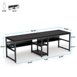 Tribesigns Two Person Desk with Bookshelf, 78.7 Computer Office Double Desk