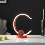 13.25" Modern C-Shaped LED Table Lamp w/ USB Wireless Charger for Home