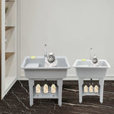 Freestanding Laundry Sink with Storage Shelf Multifunctional Utility Sink for Pet Bath