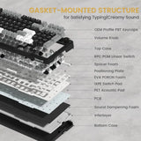 Mechanical Gaming Keyboard with Knob, Bluetooth 5.0/2.4GHz/USB Wired