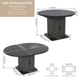 Extendable Black Round Conference Table 43-59in Storage Fluted Wood Slide Doors Office