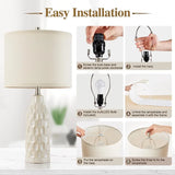 24.8" Ceramic Table Lamps Set of 2 with Color Temperature for Nightstand