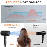 Portable Ionic Hair Dryer with Diffuser for All Hair Types - Low Noise