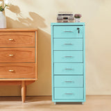 Light Blue Cold-rolled Steel 11x16x27-inch Six-story Metal Filing Cabinet