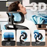 Ergonomic Office & Gaming Chair, Equipped with Footrest, 3D Adjustable Headrest