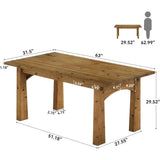 Elegant 63 Solid Wood Dining Table for 4-6, Rich Grain & Texture
