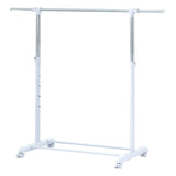 Adjustable Metal Rolling Garment Rack, Clothes Organizer with Wheels, Chrome & White, Portable Wardrobe