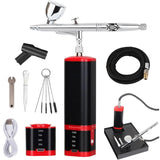 Cordless airbrush kit with air brush holder replaceable 2pcs batteries powered portable handheld mini air