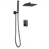 Shower Faucet Set, Rainfall Bathroom Shower System with 12-Inch Square Rain Shower Head and Handheld Spray, Wall Mounted Bath Fixtures with Brass
