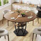 47-Inch Round Dining Table | 4–6 Seater Kitchen Table | Wooden Round Dining Table