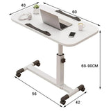 Foldable Standing Desk with Wheels 27.2-35.4" Height Adjustable Mobile Overbed Tables Metal Frame