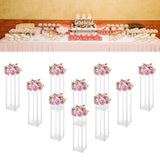 10Pcs Acrylic Vase Wedding Flower Stands Set, 23.6"H Clear Column Rack Geometric Display Stand