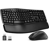 Wireless Keyboard and Mouse Combo, MA41 30dB Quiet Ergonomic Wave Keyboard Set