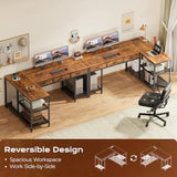 55 Inch L Shaped Office Desk with Power Outlets and Type-C Port Large Computer Gaming Desk