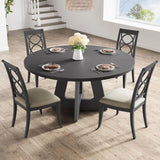 47 in Round Large Dining Table Set or 4 to 6, armhouse Dinner Table with Wooden Top