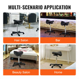 SucceBuy Ergonomic Saddle Stool w/ 5 Swivel Casters 360° Rotation 20.1-28 in Height Adjustable