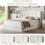 VELOCAVA Full Size Lift Up Storage Bed with  Modern Wingback Headboard