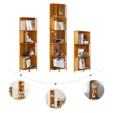 Corner Bamboo Bookcase,3/4/5 Tiers Brown A-Shaped Freestanding Display Bookshelf