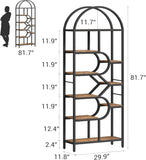Bookshelf 6 Tier Arched Bookcase 81.7in Tall Display Racks Geometric Open Storage Shelf