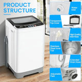 Portable washing machine for apartment, dorm, home, RVs: stainless steel drum, white color