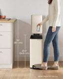Slim Trash Can, 13-Gallon Garbage Can For Narrow Spaces With Soft-Close Lid