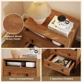 3-in-1 Bedroom Nightstand, Practical Side Table with 2 Drawers & Iron Legs