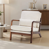 JHK Mid Century Modern Chair Solid Wooden Frame Accent Chair with Arms and Waist Cushion Reading