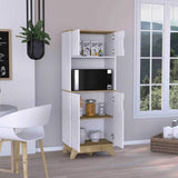 Pamplona Microwave Tall Cabinet Counter Surface, Top And Lower Double Doors Cabinets