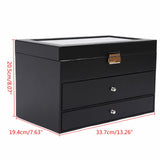 3Layers 25 Slot Watch Box Display Case Jewelry Sunglass Storage PU leather