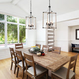 4-Light Farmhouse Chandelier Height Adjustable Rustic Living Room Chandelier
