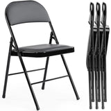 JHK Leather Padded Folding Chair 4 Pack Sturdy Metal Living Room Rocking Dinner Chairs Easy