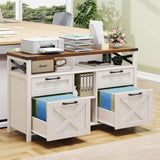 White Filing Cabinet for Home Office, 4 Drawer with Adjustable Shelf and Open Storage Shelf for Letter/A4 Hanging Files