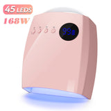 45 LEDs  4 Timers Modes 168W UV  Lamp For Nails Wireless Gel Polish Nail Dryer Pedicure Manicure Light Cordless