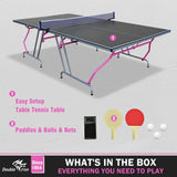 DOUBLE FISH 8×4Ft Foldable Portable Ping Pong Table W/2 Paddles,3 Balls