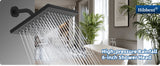 Bathroom Waterfall Shower Head, Fixed Showerheads with Adjustable Swivel Ball,