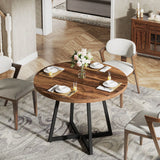 Tribesigns Round Dining Table for 2, 31.5" Industrial Kitchen Table with Metal Base