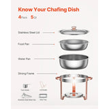 SucceBuy 5 Qt 2 4 Pack Chafing Dish Buffet Set Stainless Steel Chafer with 4 Full Size Pans