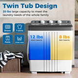 Portable Twin Tub Washing Machine for Apartment, Dorm, RV - 20 Lbs Capacity, Drain Pump,
