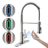 Touchless Kitchen Faucet with Pull Down Sprayer LED Light Single Handle Motion Sensor Smart