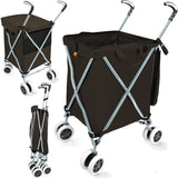 Series Folding Shopping Cart with Wheels, Grocery Cart with Removable Canvas with Cover, Lightweight Utility Cart