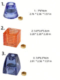 3 Colors Nordic Glass Candle Holder (Orange/Blue/Green), Square Striped 2 In 1