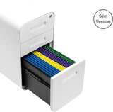 Stockpile Slim 3-Drawer Mobile File Cabinet with Lock - Under Desk Metal Filing Cabinet