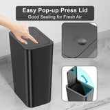 3 Pack 10 L/2.6 Gal Bathroom Trash Can with Lid, Small Kitchen Trash Bin with Press