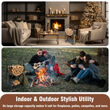Metal Firewood Rack Set with 4 Fireplace Tools Fireside Wood Storage Organizer