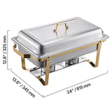 SucceBuy 8 Qt 4 Pack Chafing Dish Buffet Set Stainless Steel Chafer with 2 Full Size and 4 Half Size Pans
