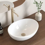 Bathroom Vessel Sink, 16" x 13" Oval Vessel Sink for Bathroom Vanity Countertop, Glossy